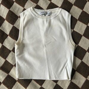 Zara White Cropped Tank